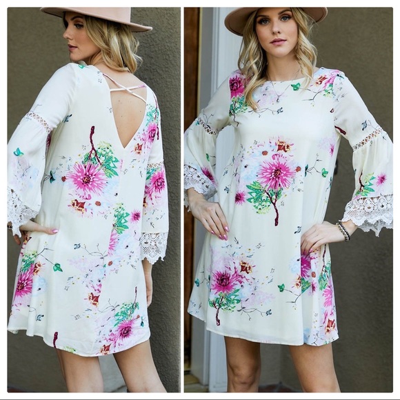 Margo Lace and Crochet Floral Shift Dress - Picture 7 of 8